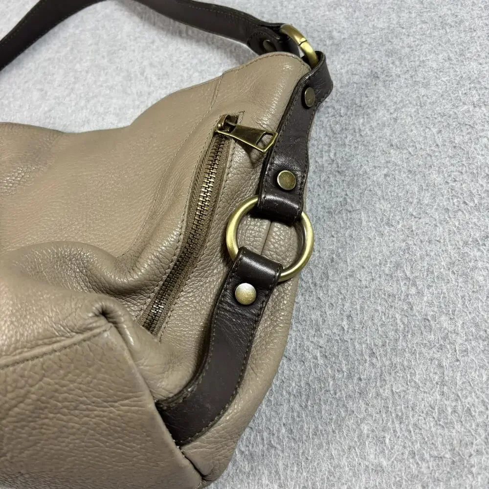 Sundance Leather Purse Women Large Taupe Slouchy Hobo Bag Zip Pockets Italy READ